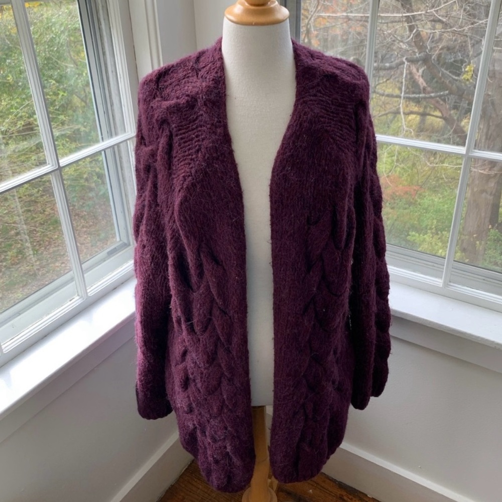 ISO H&M Deep Purple/Burgundy Cable Knit Cardigan - Picture 3 of 11